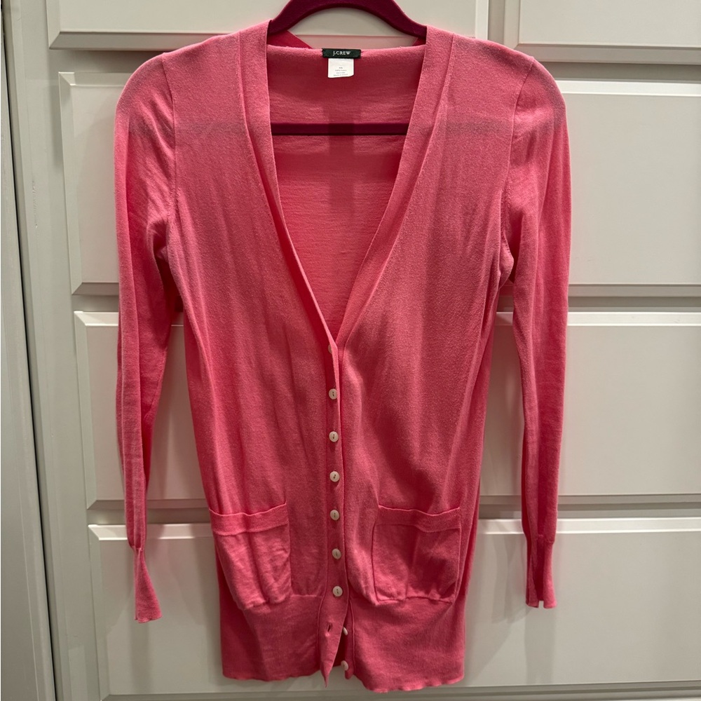 J. Crew Long Hot Pink Cardigan - XS